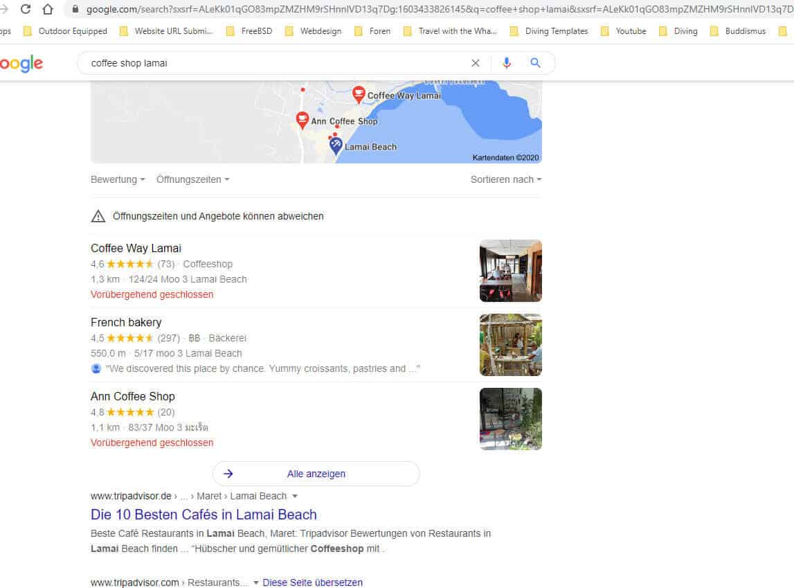 Google Maps Search Results